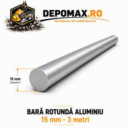 Bara rotunda aluminiu 15 mm, 3 metri, EN AW-6082